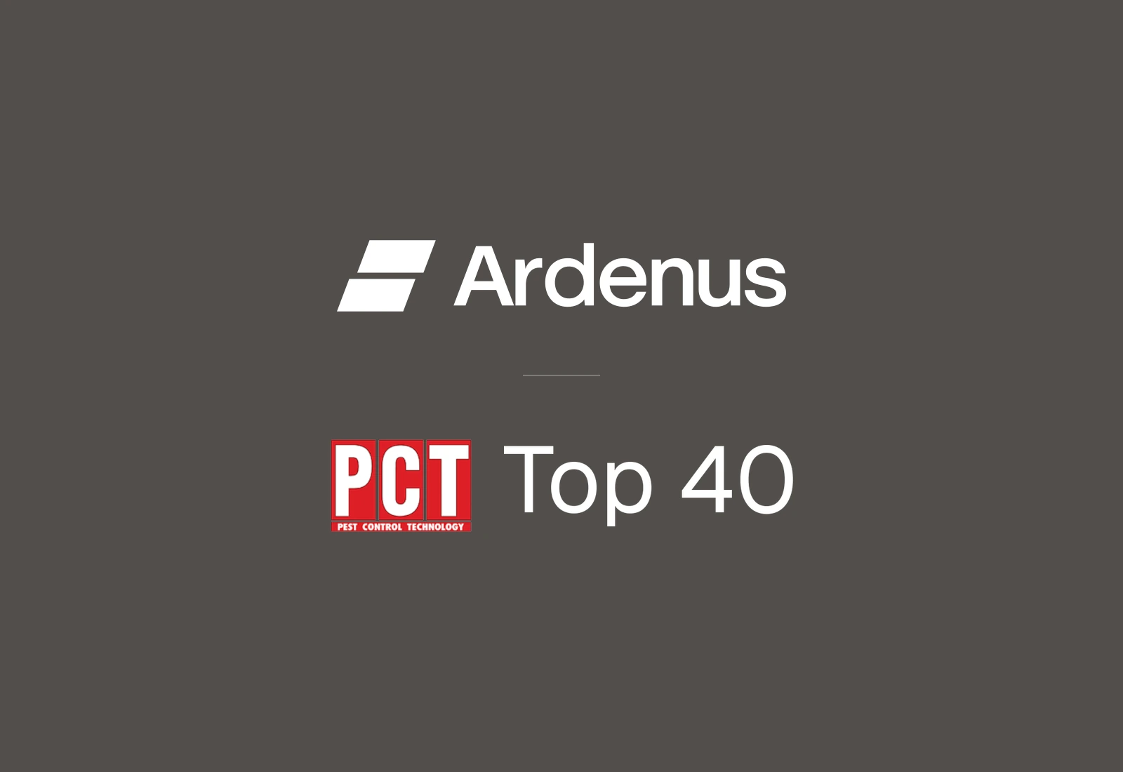 Ardenus alongside the PCT (Pest Control Technology) Top 40 ranking.